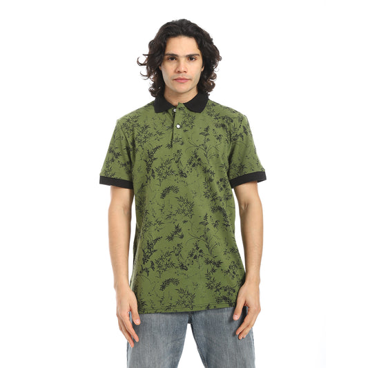 Self Pattern Regular Fit Polo Shirt