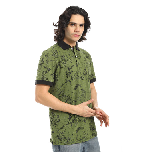 Self Pattern Regular Fit Polo Shirt