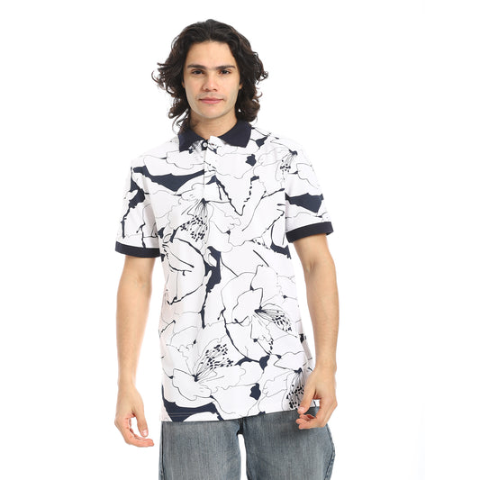 Self Pattern Regular Fit Polo Shirt