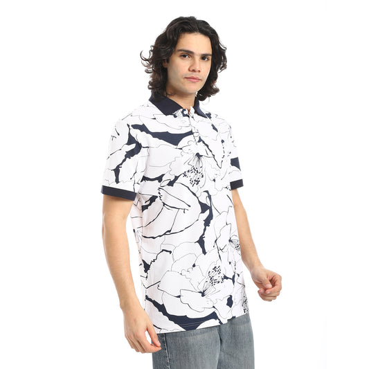 Self Pattern Regular Fit Polo Shirt