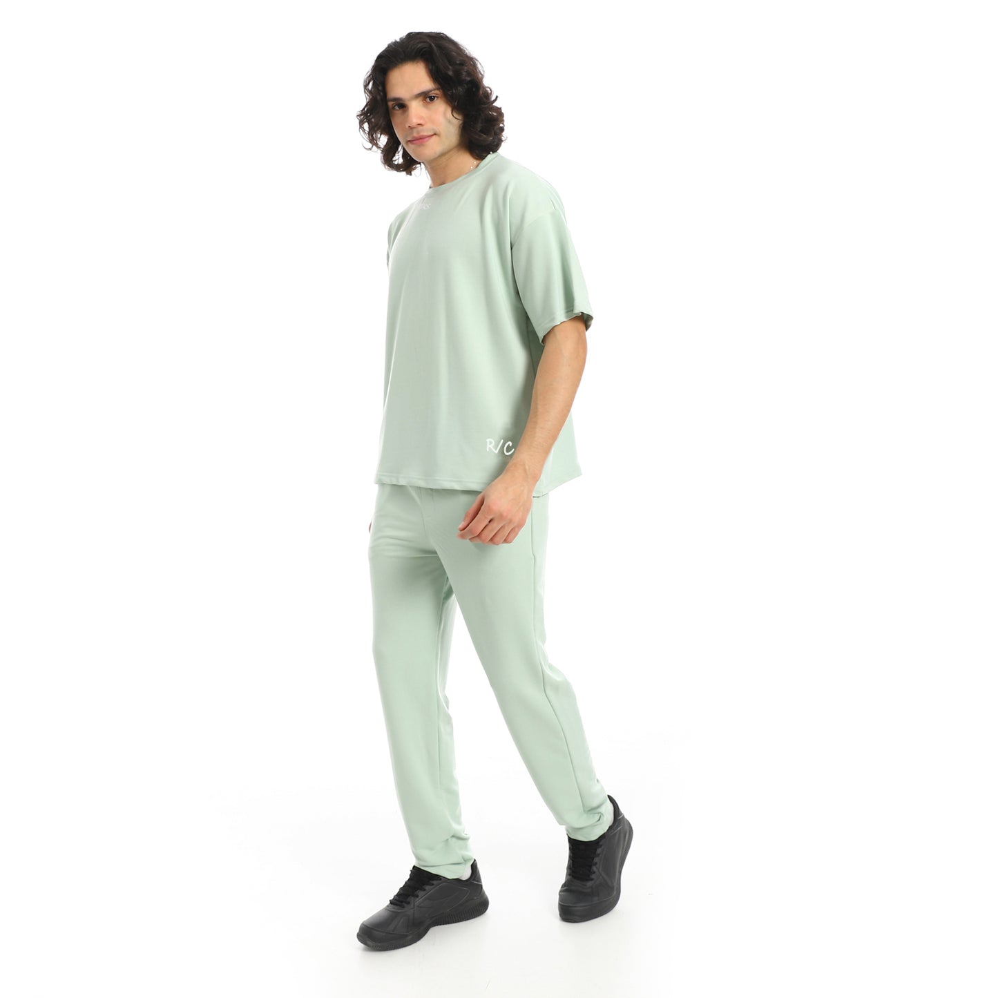 White Slip On Back Printed T-Shirt and Pants Set