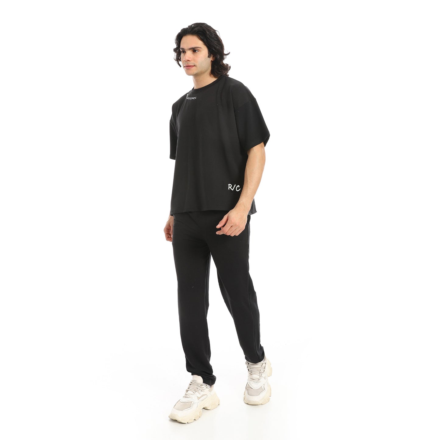 White Slip On Back Printed T-Shirt and Pants Set