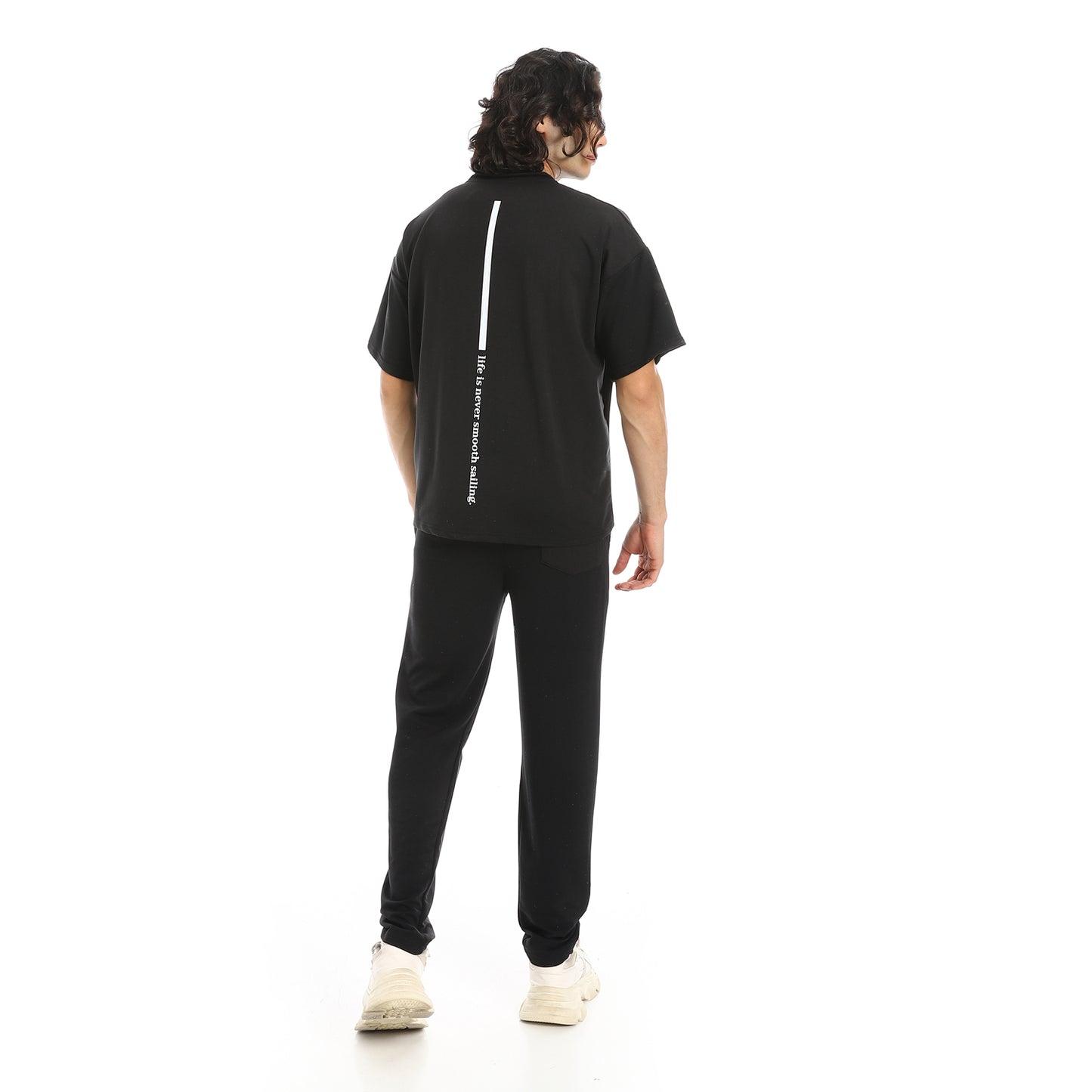 White Slip On Back Printed T-Shirt and Pants Set
