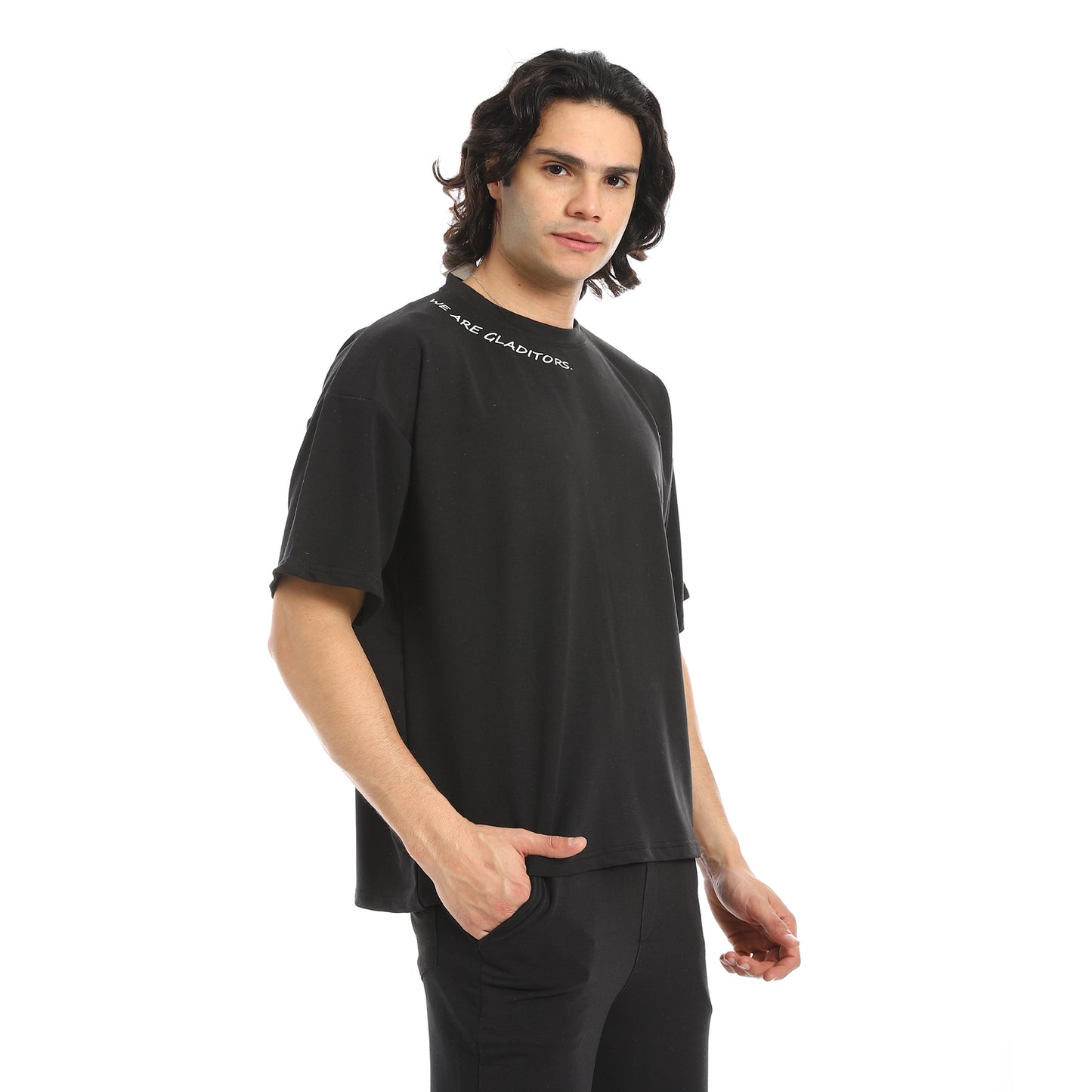 White Slip On Back Printed T-Shirt and Pants Set