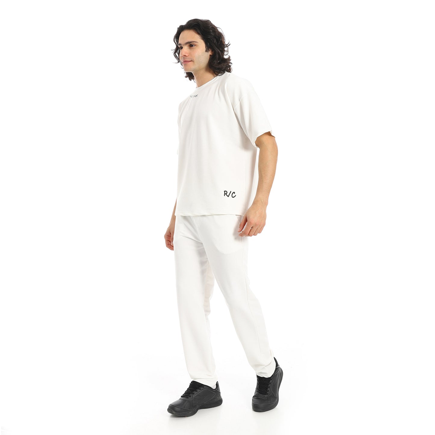 White Slip On Back Printed T-Shirt and Pants Set