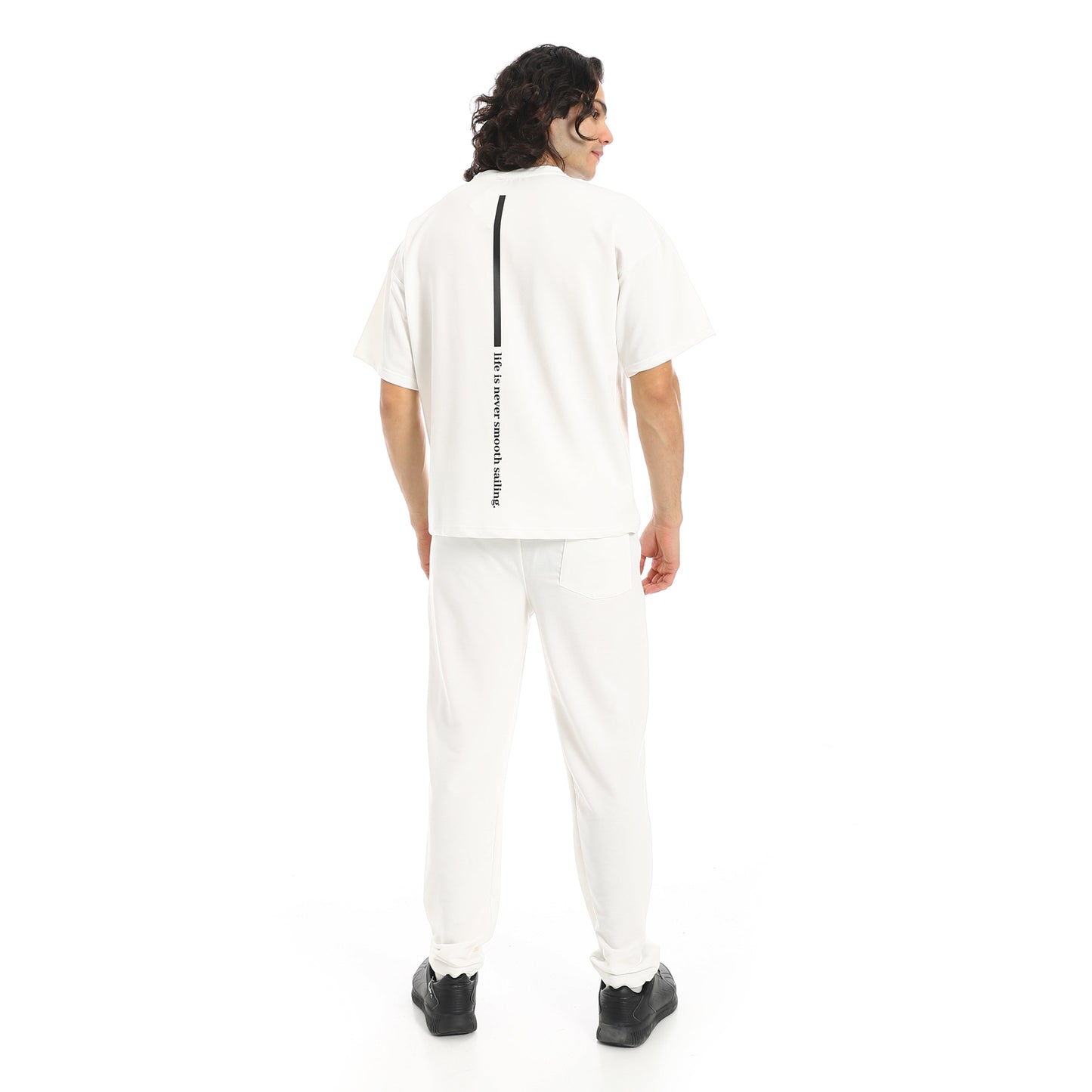 White Slip On Back Printed T-Shirt and Pants Set