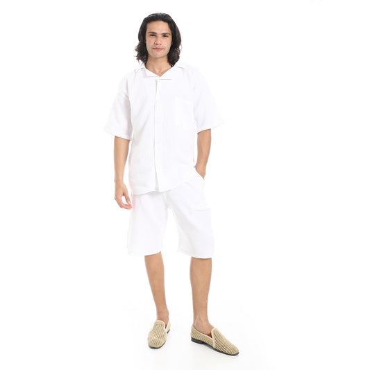 heavy linen suit with short