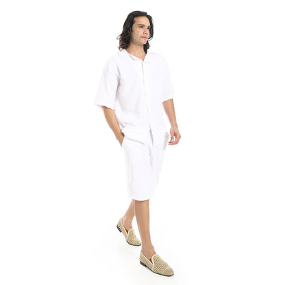 heavy linen suit with short