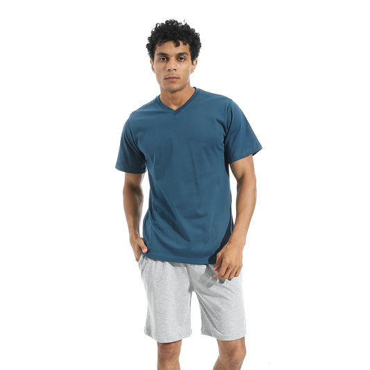 Half Sleeves T-Shirt Pijama Set with a Slip On Short