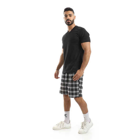 Cotton Short and V Collar Half Sleeves T-Shirt Pijama Set