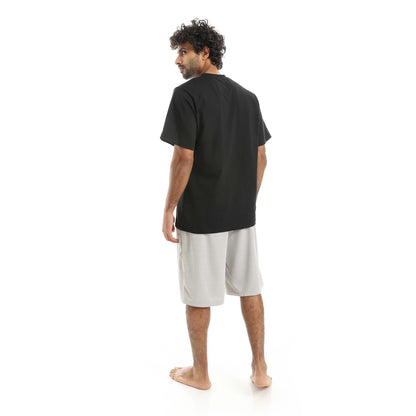 RED CIRCLE V-neck pajamas and plain shorts men