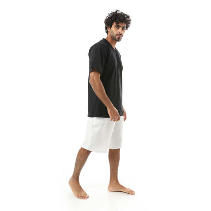 RED CIRCLE V-neck pajamas and plain shorts men