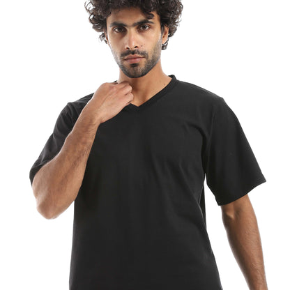 RED CIRCLE V-neck pajamas and plain shorts men