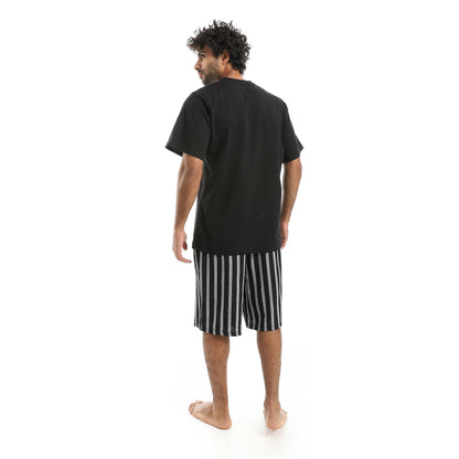 RED CIRCLE V-neck pajamas and plain shorts men