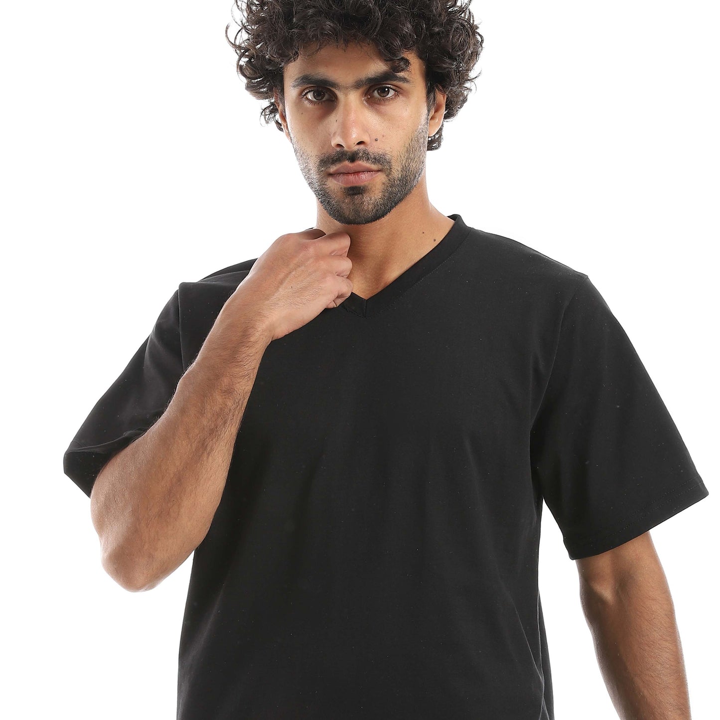 RED CIRCLE V-neck pajamas and plain shorts men