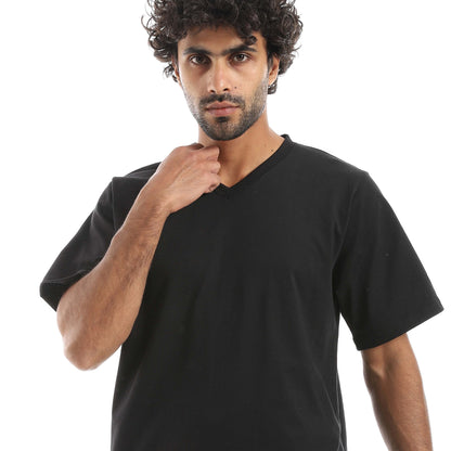 RED CIRCLE V-neck pajamas and plain shorts men