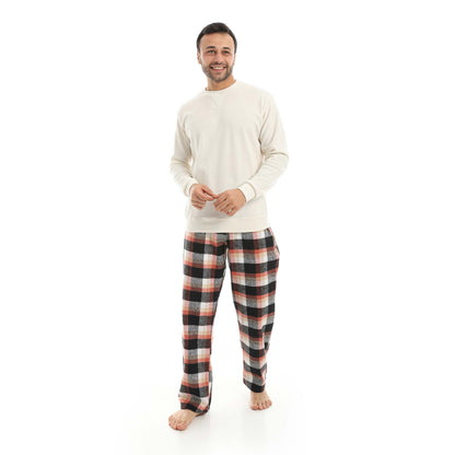 Red Circle Pajama Round Neck with Gingham Pant Men
