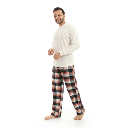 Red Circle Pajama Round Neck with Gingham Pant Men