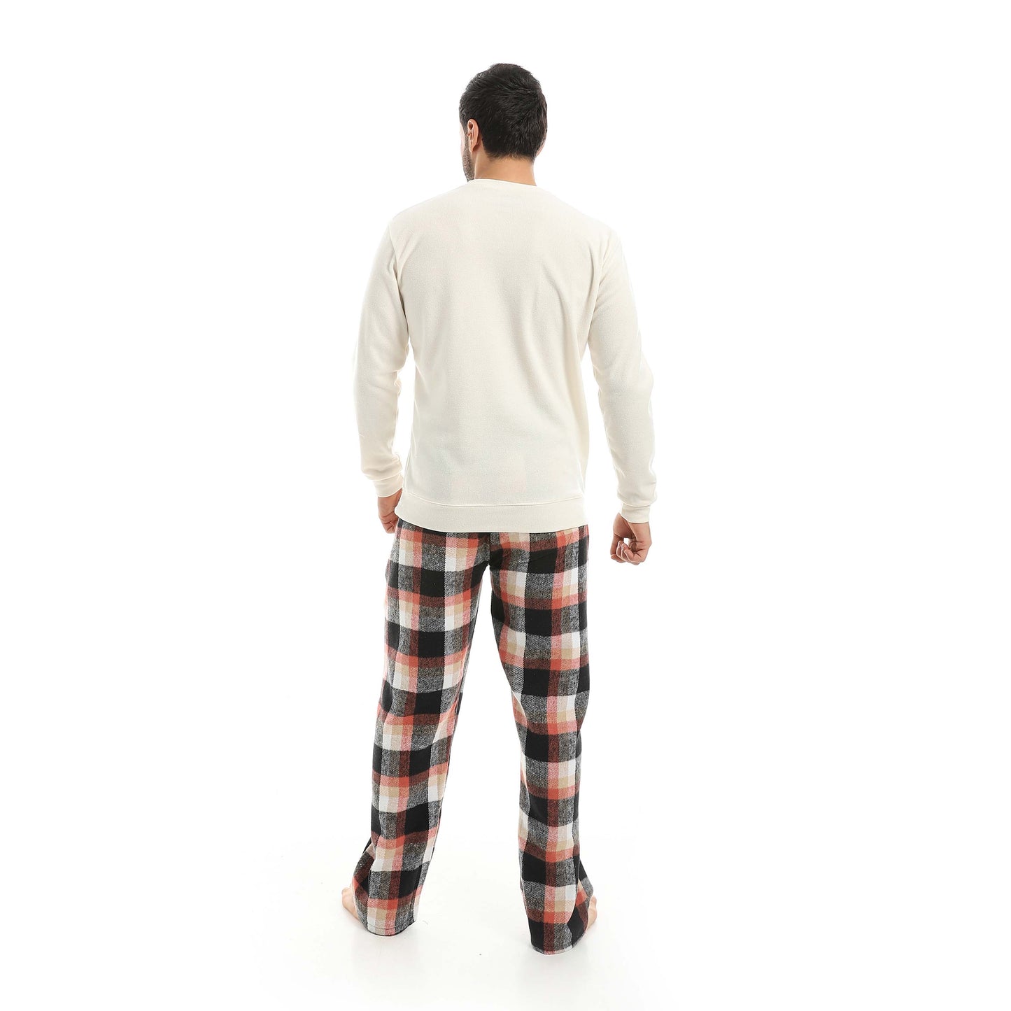 Red Circle Pajama Round Neck with Gingham Pant Men