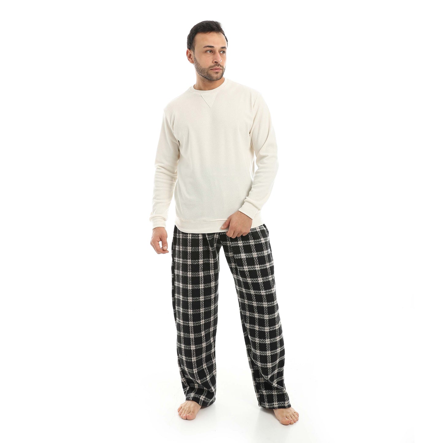 Red Circle Pajama Round Neck with Gingham Pant Men