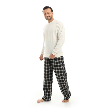 Red Circle Pajama Round Neck with Gingham Pant Men