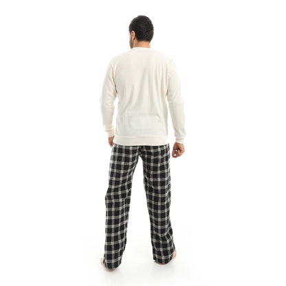 Red Circle Pajama Round Neck with Gingham Pant Men