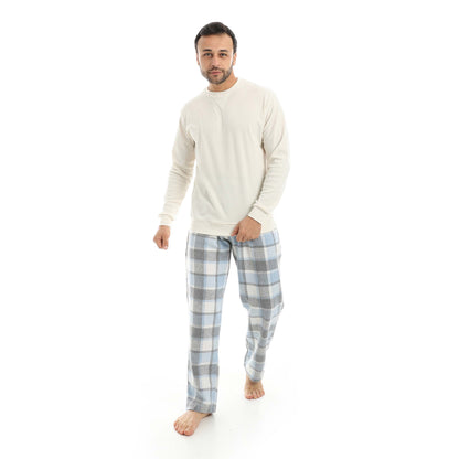 Red Circle Pajama Round Neck with Gingham Pant Men