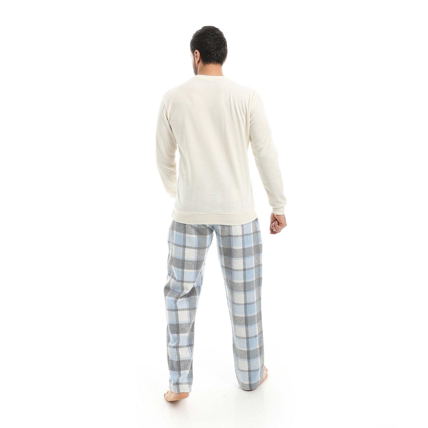 Red Circle Pajama Round Neck with Gingham Pant Men