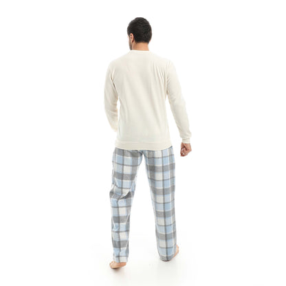 Red Circle Pajama Round Neck with Gingham Pant Men
