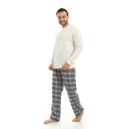 Red Circle Pajama Round Neck with Gingham Pant Men