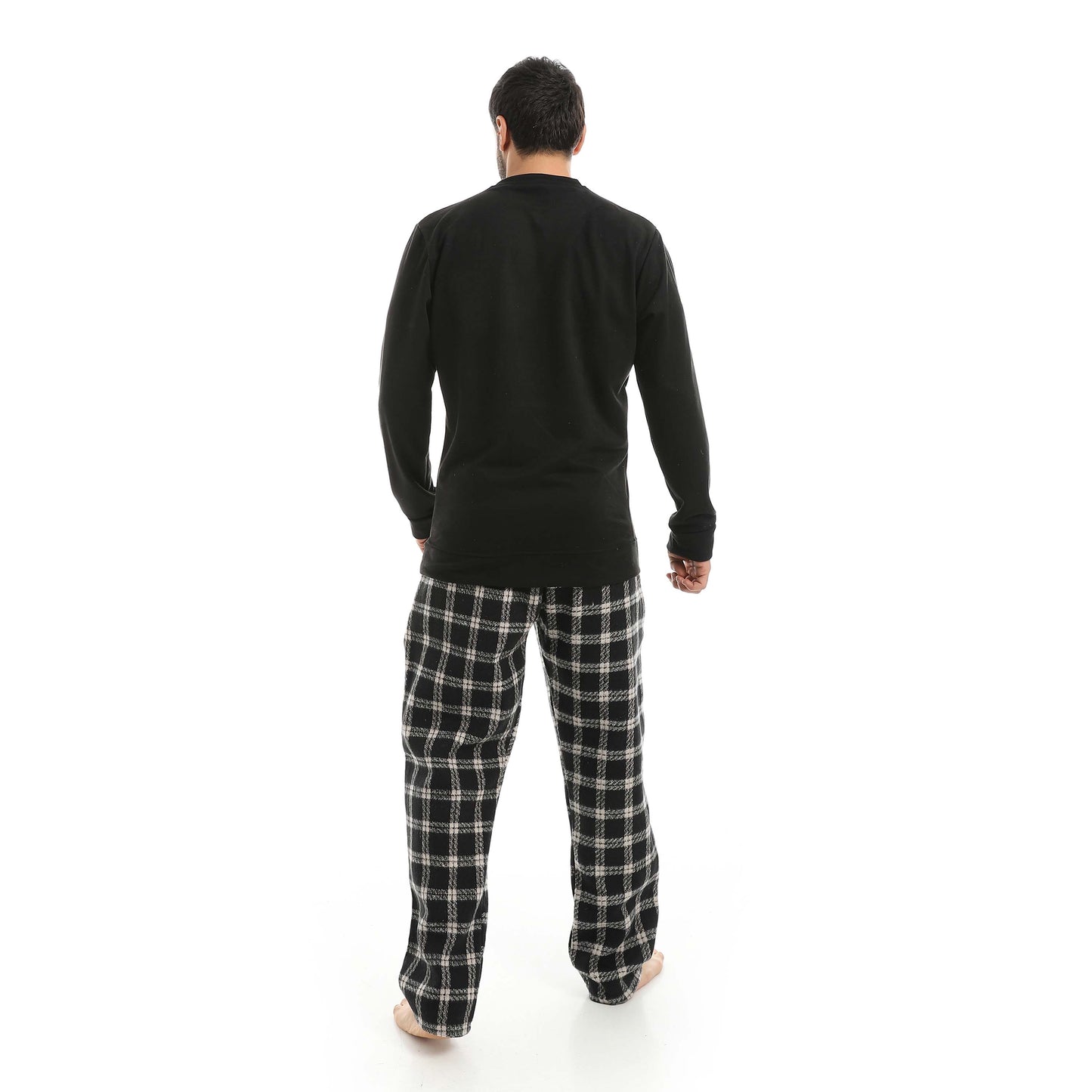 Red Circle Pajama Chamois Round Neck with Gingham Pant Men