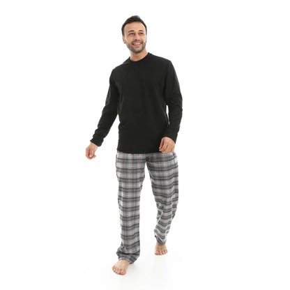 Red Circle Pajama Chamois Round Neck with Gingham Pant Men