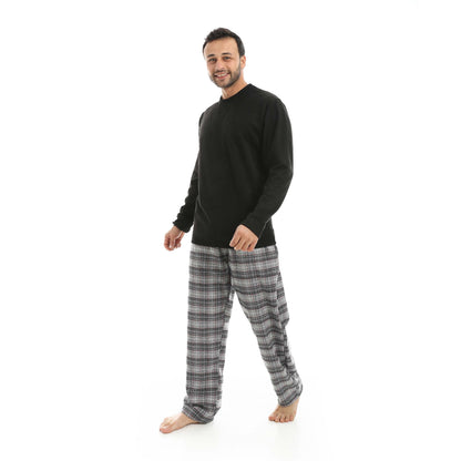 Red Circle Pajama Chamois Round Neck with Gingham Pant Men