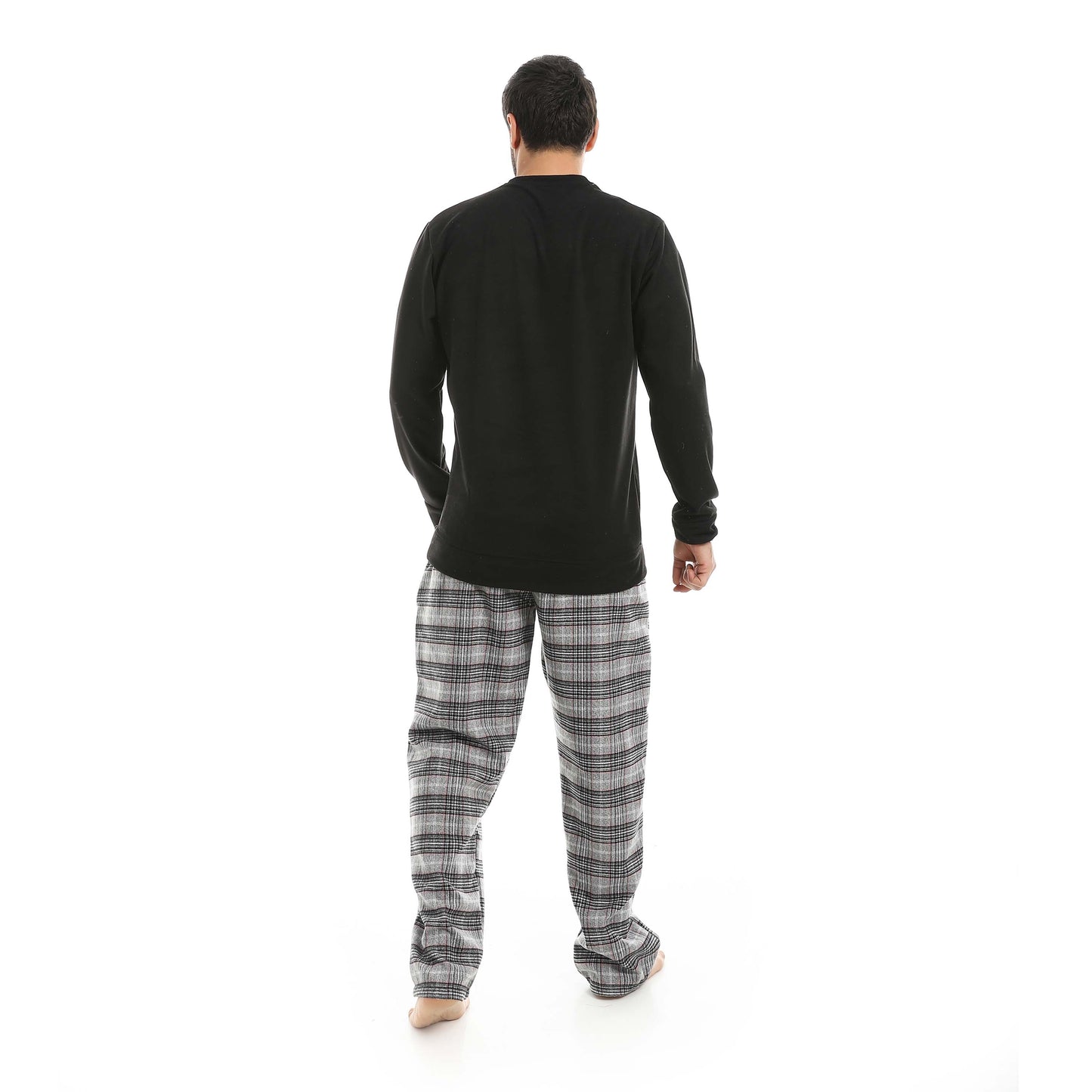 Red Circle Pajama Chamois Round Neck with Gingham Pant Men