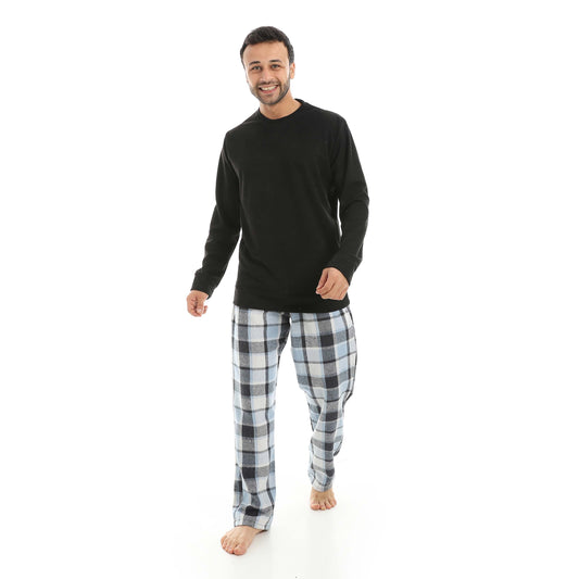 Red Circle Pajama Chamois Round Neck with Gingham Pant Men