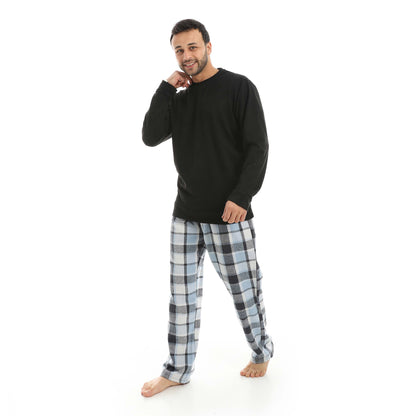 Red Circle Pajama Chamois Round Neck with Gingham Pant Men