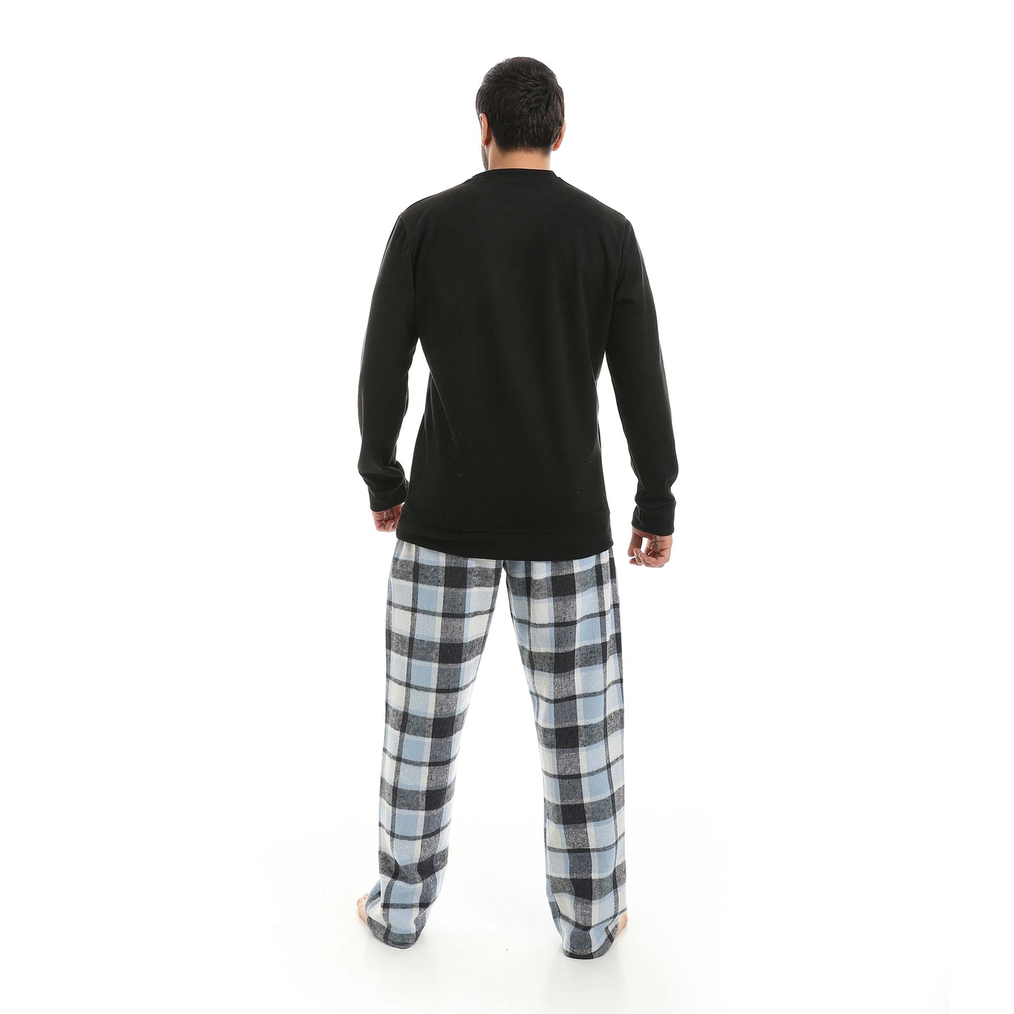 Red Circle Pajama Chamois Round Neck with Gingham Pant Men