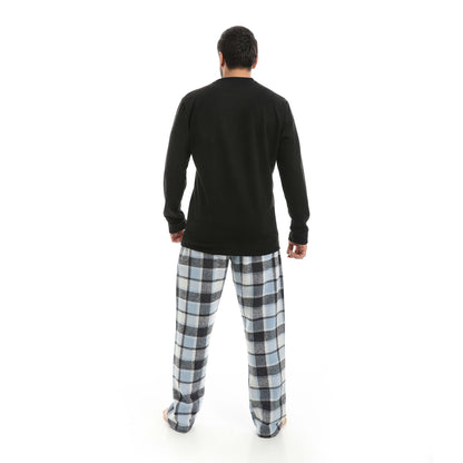 Red Circle Pajama Chamois Round Neck with Gingham Pant Men