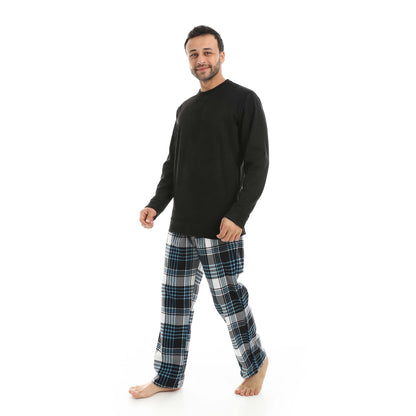 Red Circle Pajama Chamois Round Neck with Gingham Pant Men