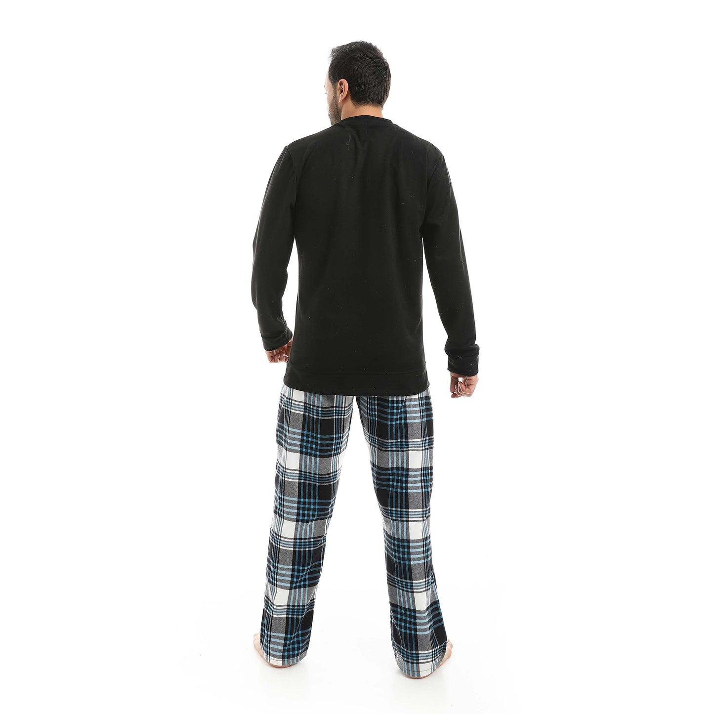 Red Circle Pajama Chamois Round Neck with Gingham Pant Men