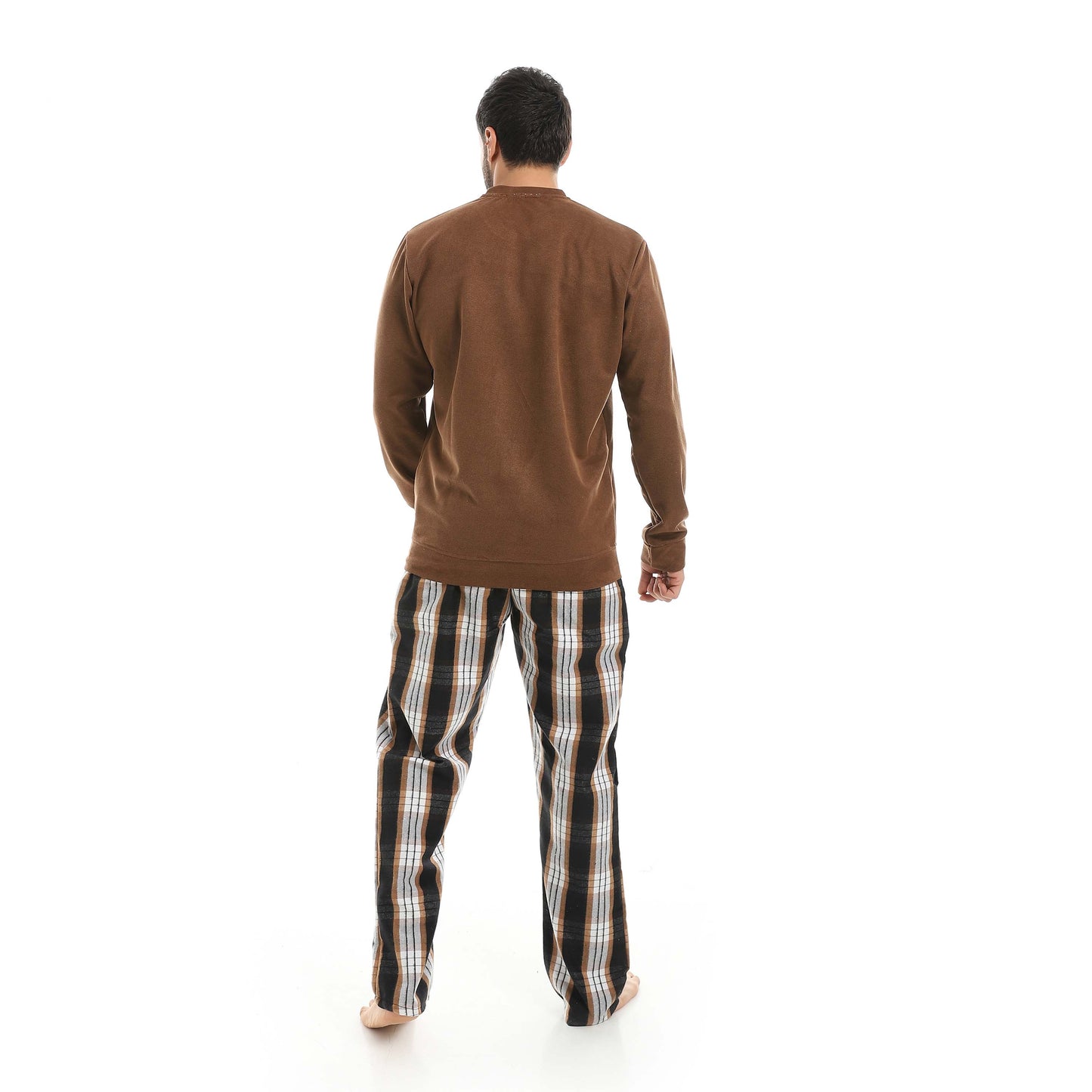 Red Circle Pajama Chamois Round Neck with Gingham Pant Men