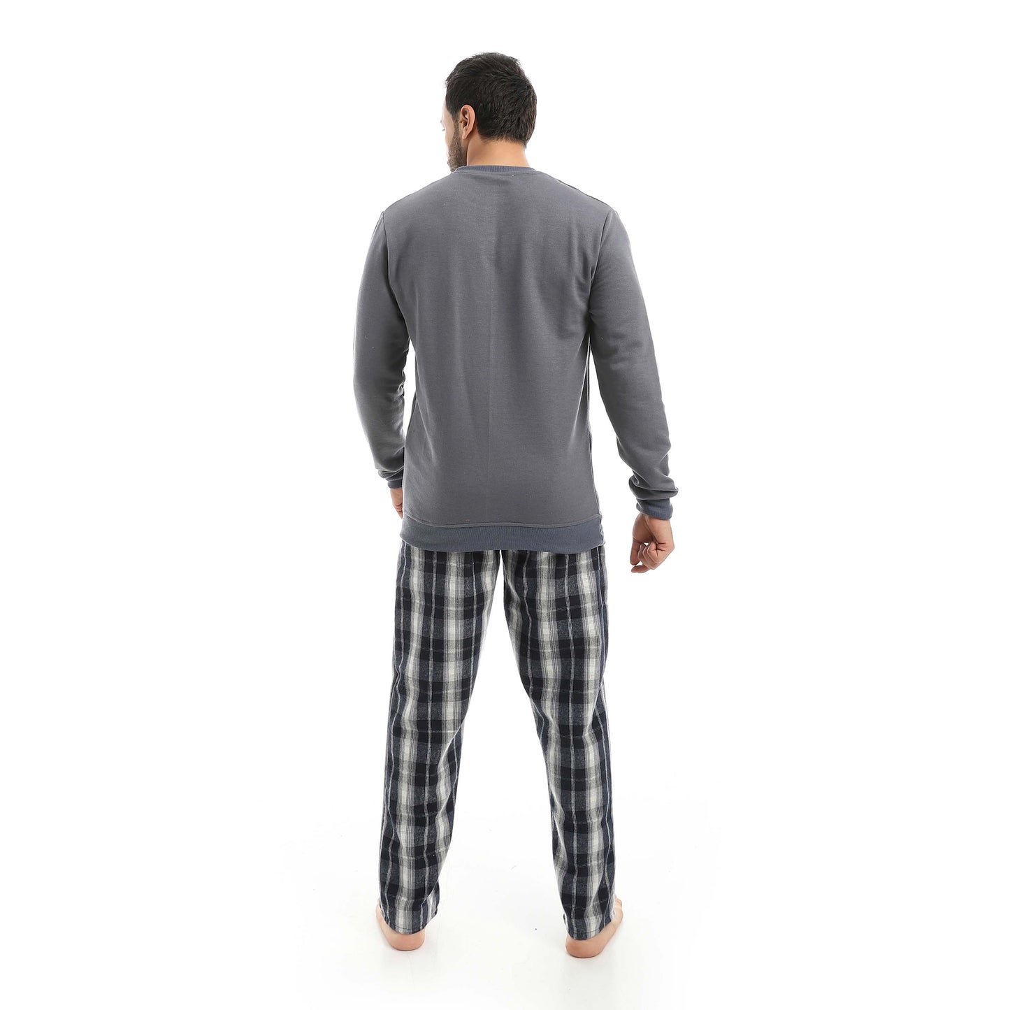 Red Circle Pajama Summer Milton Round Neck with Gingham Pant Men