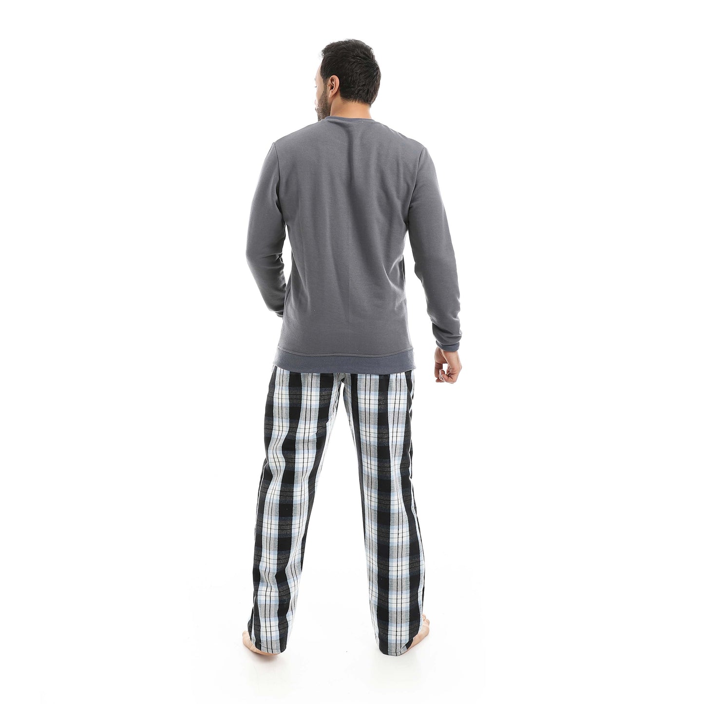 Red Circle Pajama Summer Milton Round Neck with Gingham Pant Men