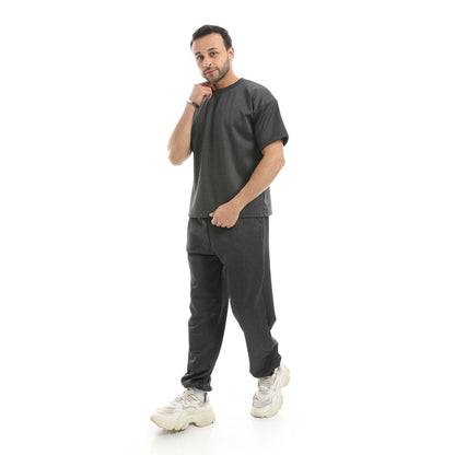 طقم تي شيرت كبير الحجم + بنطلون