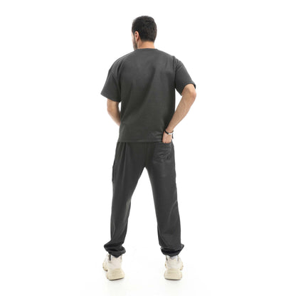 طقم تي شيرت كبير الحجم + بنطلون