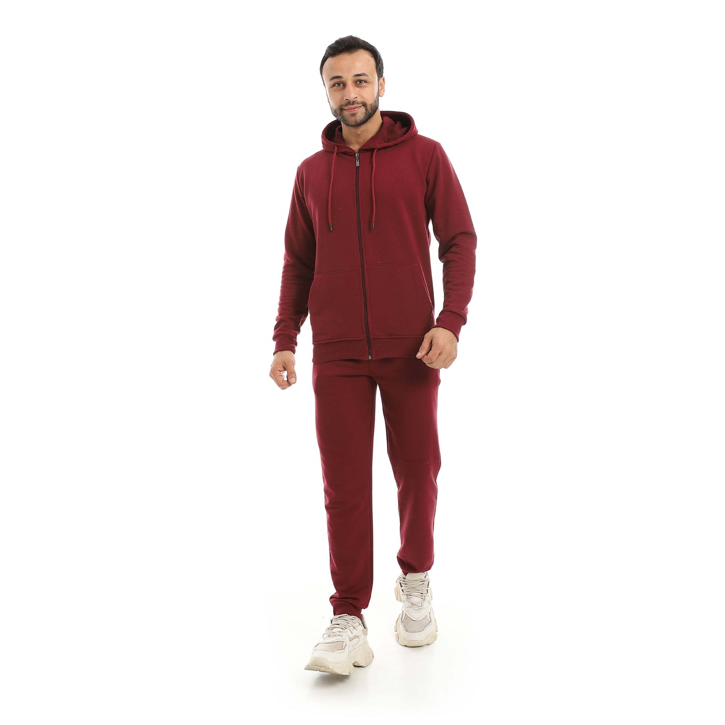 Red Circle Hoodie with zipper with pant men