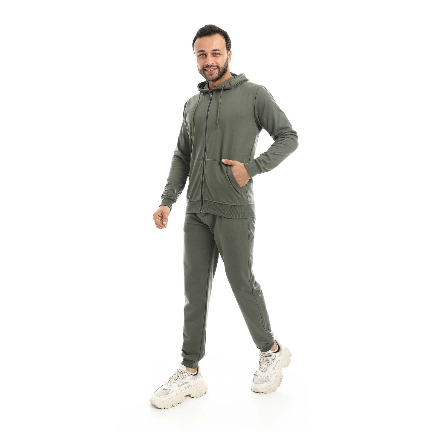 Red Circle Hoodie with zipper with pant men