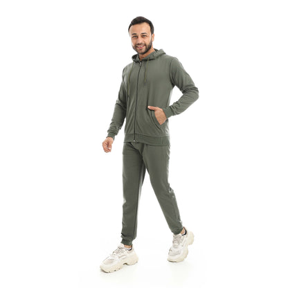 Red Circle Hoodie with zipper with pant men