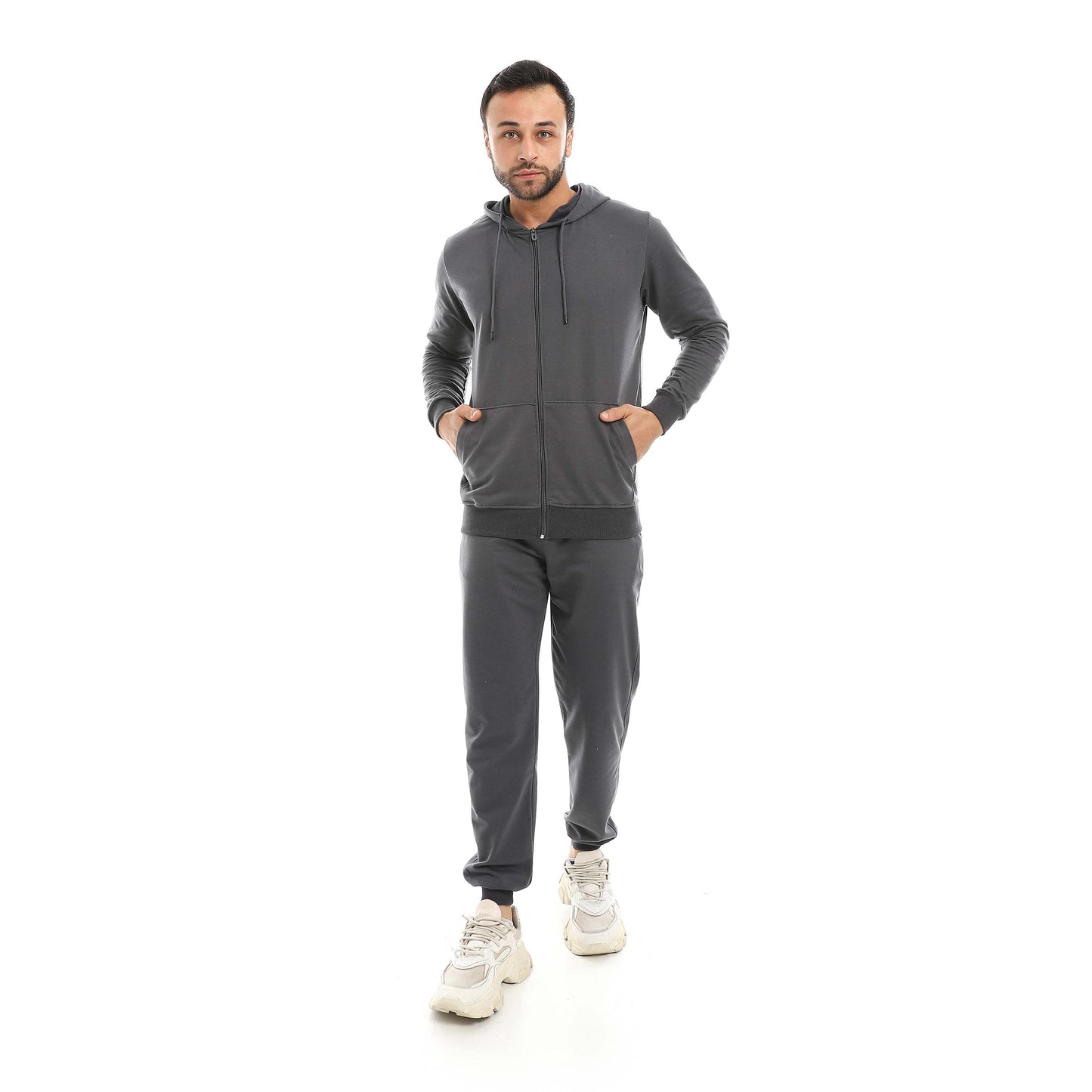 Red Circle Hoodie with zipper with pant men