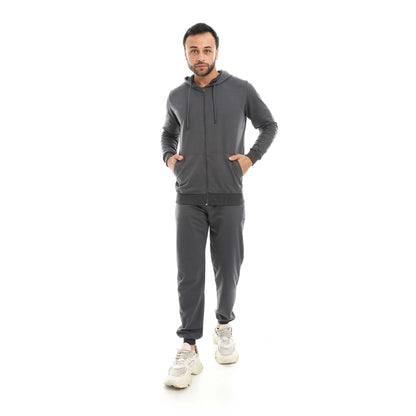 Red Circle Hoodie with zipper with pant men